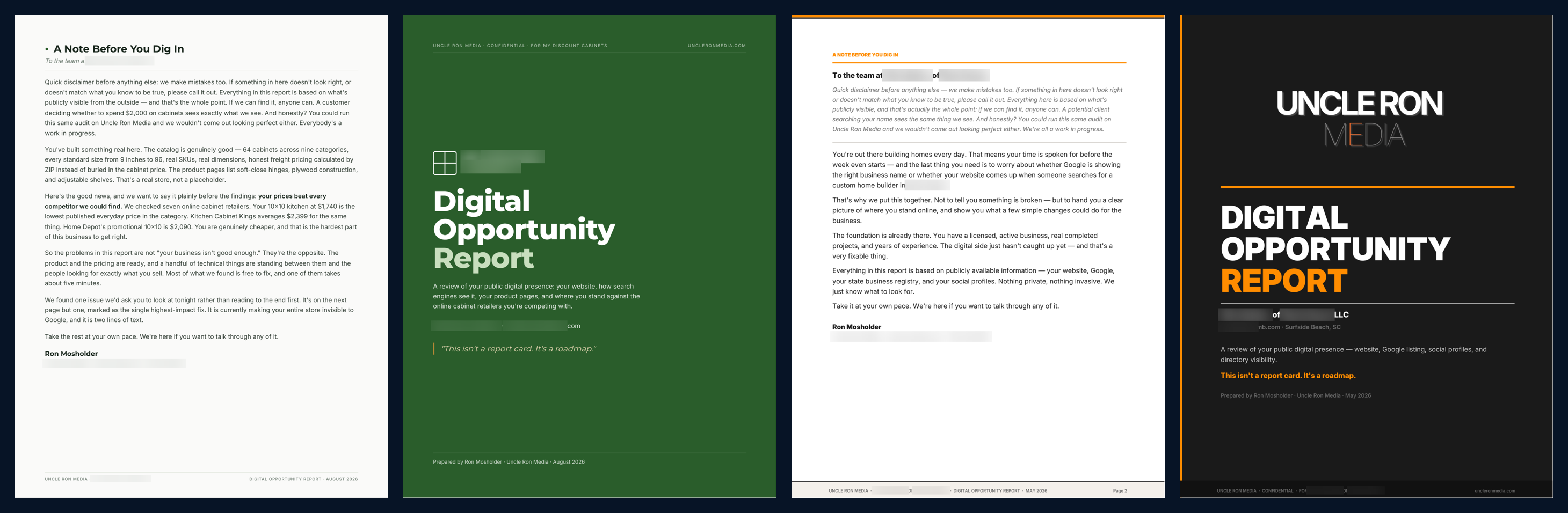 Digital opportunity reports, names blurred